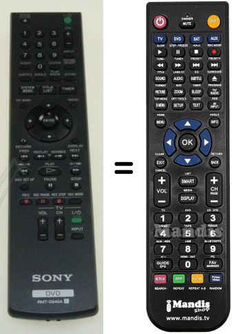 Télécommande équivalente Sony RMTD245A