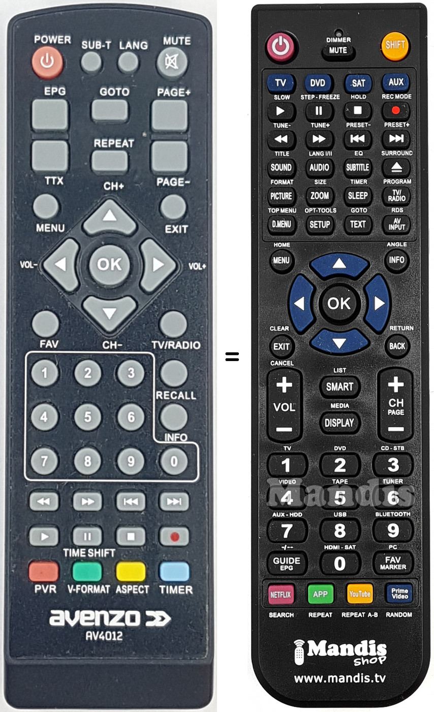 Télécommande équivalente AV4012