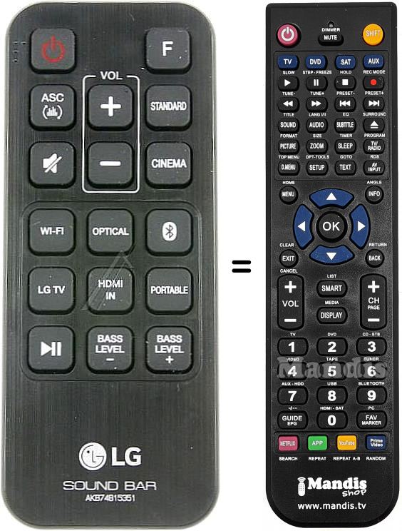 Télécommande équivalente LG HVS50495